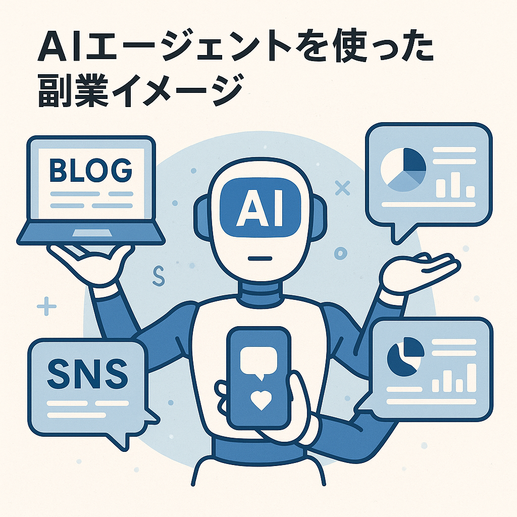 AIエージェントを作って使った副業イメージのイラスト
