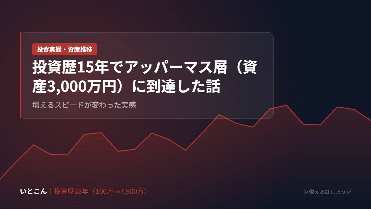 投資歴15年でアッパーマス層（資産3,000万円）に到達した話｜増えるスピードが変わった実感